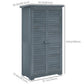 Outdoor Garden Shed, Wooden Tool Storage Shed, 3-Tier Shelves, Asphalt Roof, Shutter Doors, 34.3" x 18.3" x 63", Grey