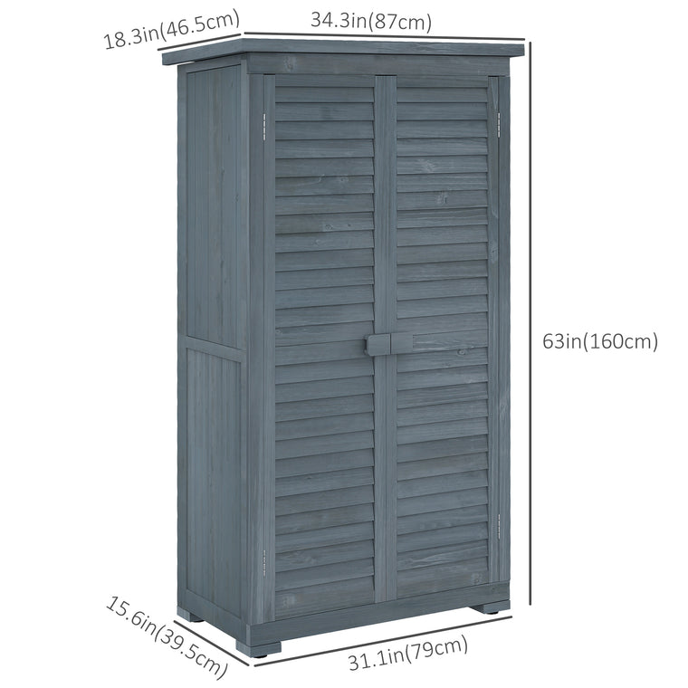 34.3" x 18.3" x 63" Wood Garden Shed with Tiered Shelves