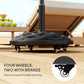 Round Patio Umbrella Base with Wheels, 44 lbs Resin Umbrella Stand Base, 1.3"/1.5"/1.9" Umbrella Poles Black