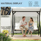 Convertible Patio Swing Bed with Canopy and Cushions, 3 Seater Porch Swing for Outdoor, Backyard, Garden, Beige