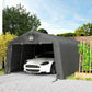 Portable Garage, Heavy Duty Carport Canopy with Ventilation Windows and Large Roll-up Door, Dark Grey