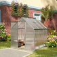 6' x 6' x 6.5' Polycarbonate Greenhouse, Walk-in Green House with Adjustable Roof Vent, Galvanized Base, Sliding Door and Rain Gutter for Outdoor, Garden, Backyard, Clear