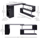 55" Corner Computer Desk, 360° Rotating L-Shaped Desk, Home Office Workstation with 3-Tier Shelves, Black