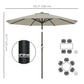Aluminum Patio Umbrella, Garden Outdoor Parasol, Sun Shelter, 8.5ft, Light Grey