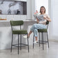 Set of 2 Barstools, Upholstered Corduroy Bar Stools with Backrest, Footrest for Kitchen Island, Dining Room, Green