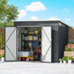 7.5' x 4.3' Outdoor Storage Shed, Waterproof Metal Garden Shed with Lockable Doors, for Backyard, Lawn, Patio, Dark Grey