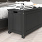 Storage Trunk with 2 Safety Hinges, Modern Entryway Bench with Side Handles, Storage Chest for Living Room, Black
