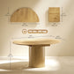 Extendable Kitchen Table for 6-8, 43.5"-59" Farmhouse Dining Table with Pedestal Base Natural Wood Finish