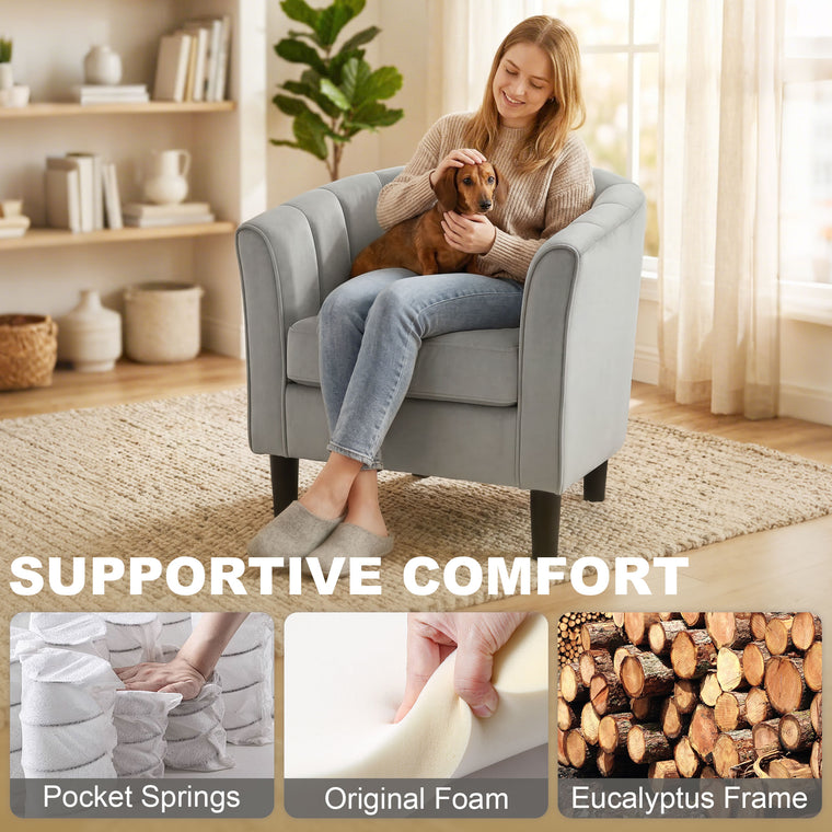 Upholstered Accent Chair with Ottoman