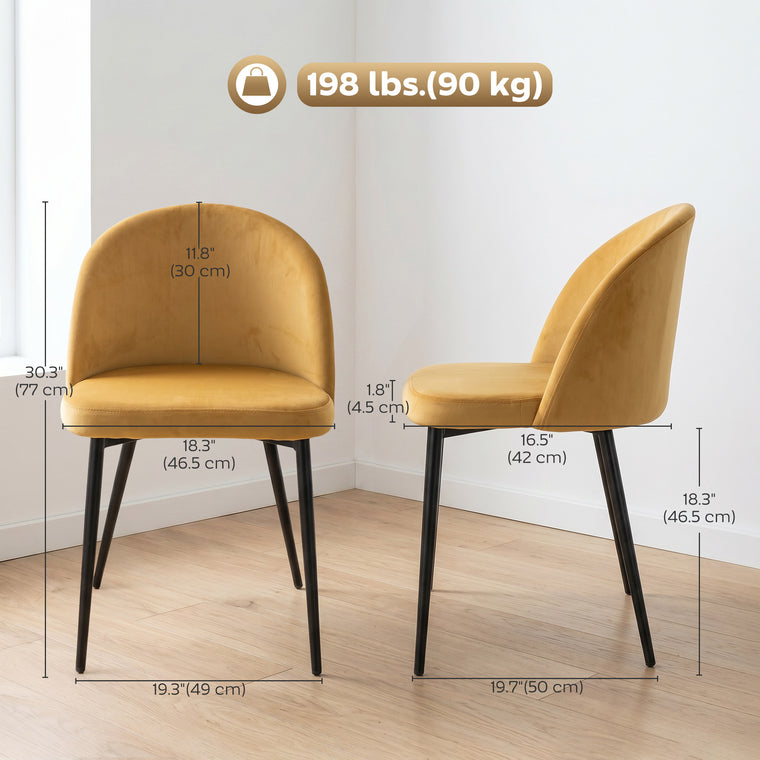 Velvet Mid-Back Dining Chairs Set of 2