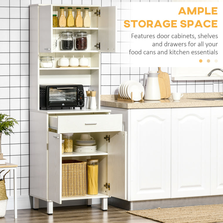 71" Kitchen Pantry with Hutch and Microwave Stand