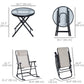 3pc Patio Rocking Chair Set, Folding Outdoor Rocking Chairs and Table Bistro Set w/ Breathable Mesh Seat & Backrest, Headrest for Park, Backyard, Garden, Grey