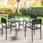 Stackable Patio Chairs Set of 4, Outdoor Dining Chairs with Slatted HDPE Seat, Armrests for Garden, Backyard, Black