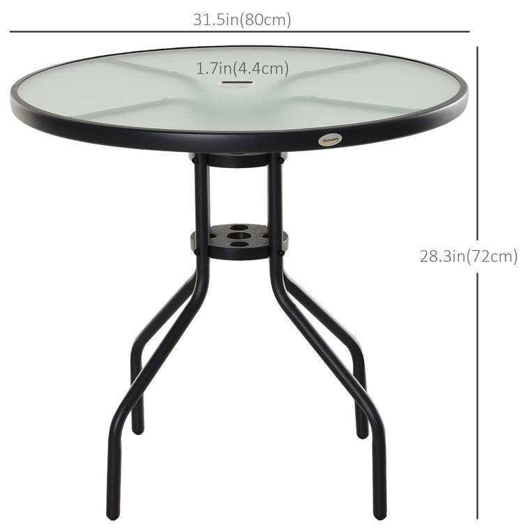31.5" Round Bistro Table with Glass Top and Side Table