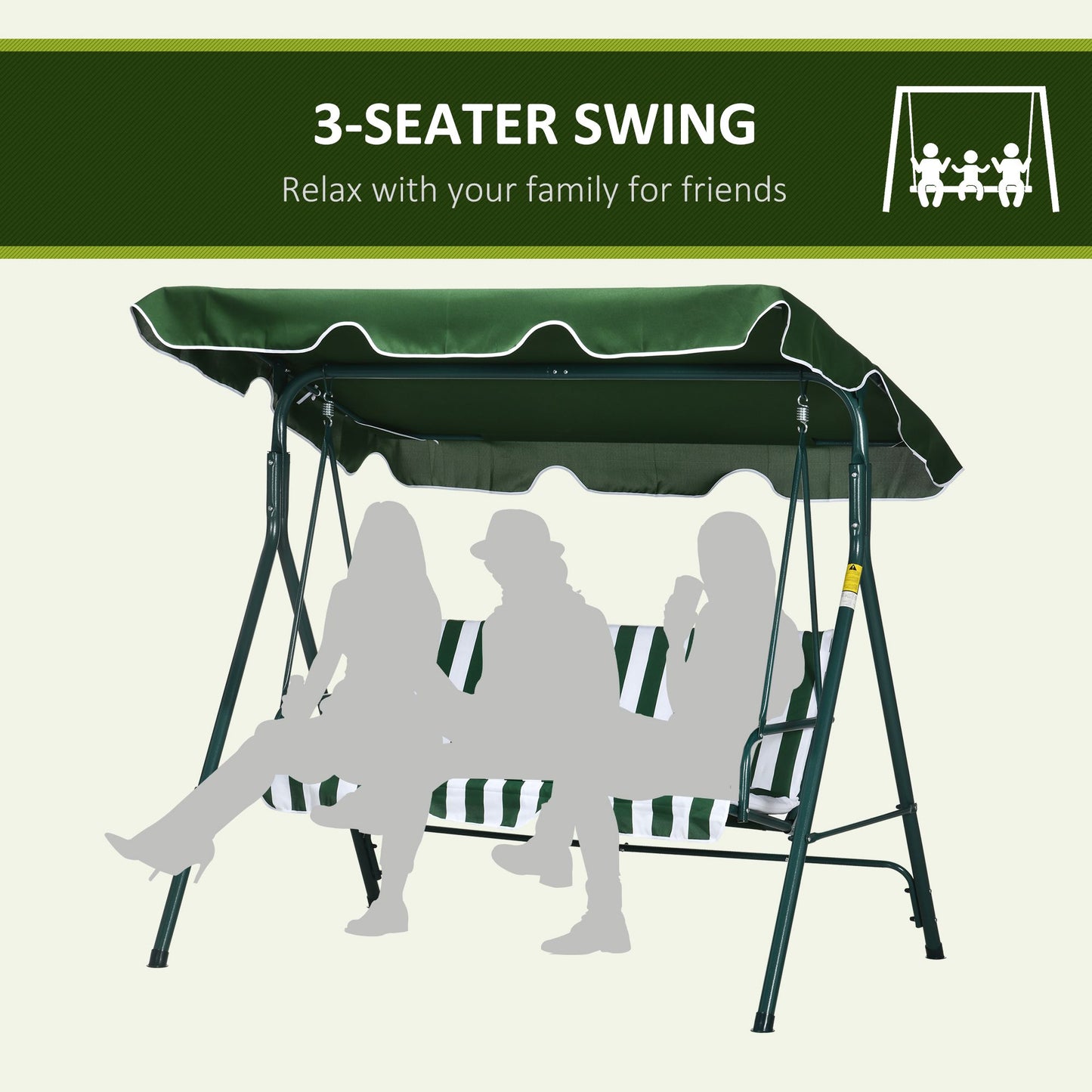 3-Seater Outdoor Porch Swing with Adjustable Canopy, Patio Swing Chair for Garden, Poolside, Backyard, Wine Red