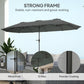 13ft Double-Sided Patio Umbrella with Crank Handle, for Poolside, Deck, Garden, Light Grey
