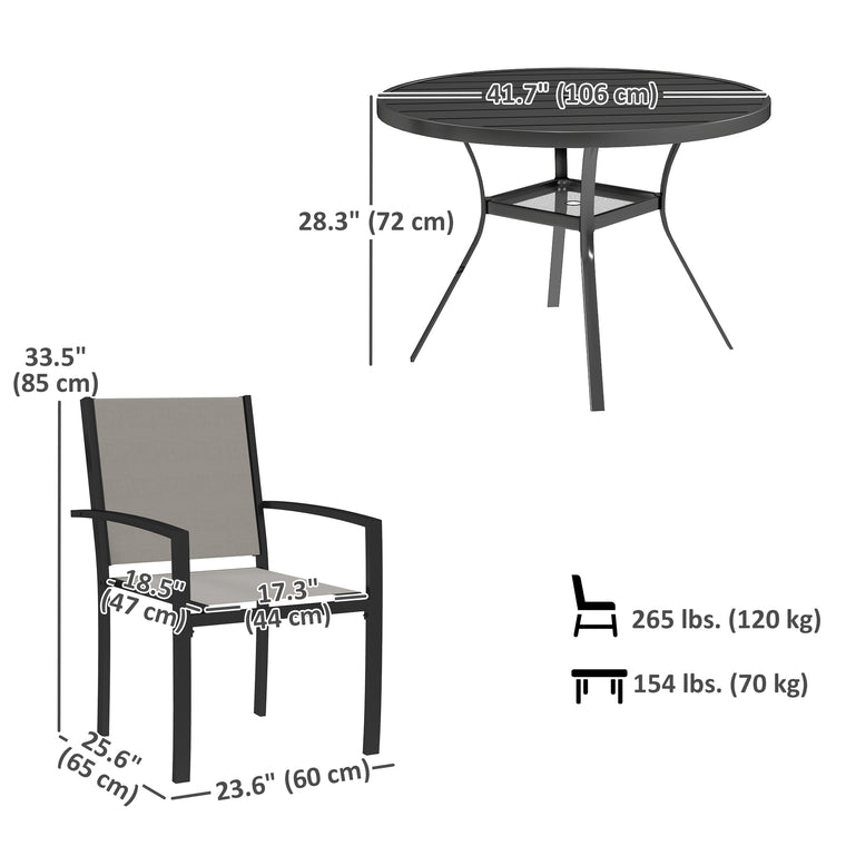 5-Piece Outdoor Dining Set with Round Table