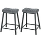 Set of 2 Bar Stools, Velvet Upholstered Counter Stools with Curved Seat and Footrest for Kitchen Island, Grey
