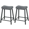 Velvet Bar Stools Set of 2 with Footrest - Grey