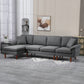 L-Shape Sofa, Modern Sectional Couch with Changeable Chaise Lounge, Pillows and Wooden Legs for Living Room, Dark Grey
