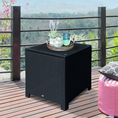 Rattan Wicker Coffee Table with Glass Top