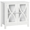 Glass Door Buffet Cabinet with Shelf - White
