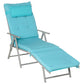 Outdoor Folding Chaise Lounge Chair Recliner with Portable Design, Adjustable Backrest, Cushion and Headrest, Black