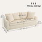 3 Seater Sofa, 83.5" Modern Upholstered Couch with Pocket Spring and 2 Scatter Cushions for Living Room, Cream White