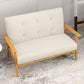 45" 2 Seat Sofa, Upholstered Two Seater Couch with Rubber Wood Legs for Bedroom, Living Room, Beige