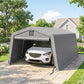 Portable Garage, Heavy Duty Carport Canopy with Ventilation Windows and Large Roll-up Door, Dark Grey - 11' x 20'
