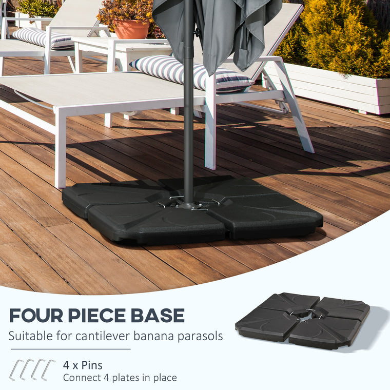 4-Piece Black Cantilever Umbrella Weight Plates with U-Locking