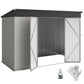 9' x 4' Galvanized Steel Garden Storage Shed with Lockable Doors, Gloves and 2 Air Vents for Backyard, Patio, Lawn