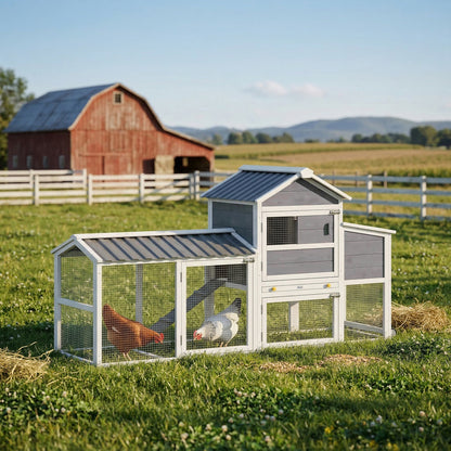80" Wood Chicken Coop with Wheels and Nesting Box