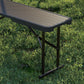 6FT 3PCS Faux Rattan Outdoor Camping Table Bench Set with Carrying Handles, Folding Picnic Table with 2 Benches, Black