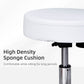 Rolling Stool with Wheels, Swivel Stool with Back Support, Adjustable Height, PU Leather Drafting Chair for Home Office, White