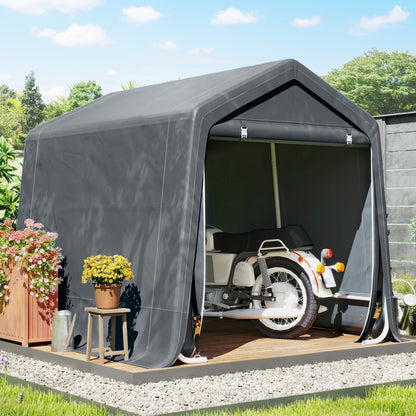Garden Storage Tent, Patio Storage Shelter w/ Metal Frame and Double Zipper Doors, Green - 7.9' x 6.6'