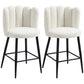 Faux Cashmere Bar Stools Set of 2 Counter Height Bar Stools with Back for Home Kitchen, 20.5"x19.7"x36.6", Cream