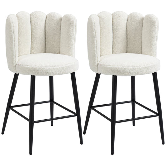 Faux Cashmere Counter-Height Bar Stools Set of 2 - Cream