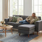 Sectional Sofa with Changeable Chaise Lounge, 3 Seat L-Shaped Small Space Sofa, Upholstered Couch for Small Space, Dark Grey