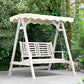 2 Seater Patio Swing with Stand, Canopy and Cushion, Outdoor Swing Chair Wooden Swinging Bench