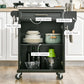 Kitchen Island with Stainless Steel Top, Rolling Kitchen Cart on Wheels with Storage Drawer, Cabinet, Towel Rack and Spice Rack (Black)