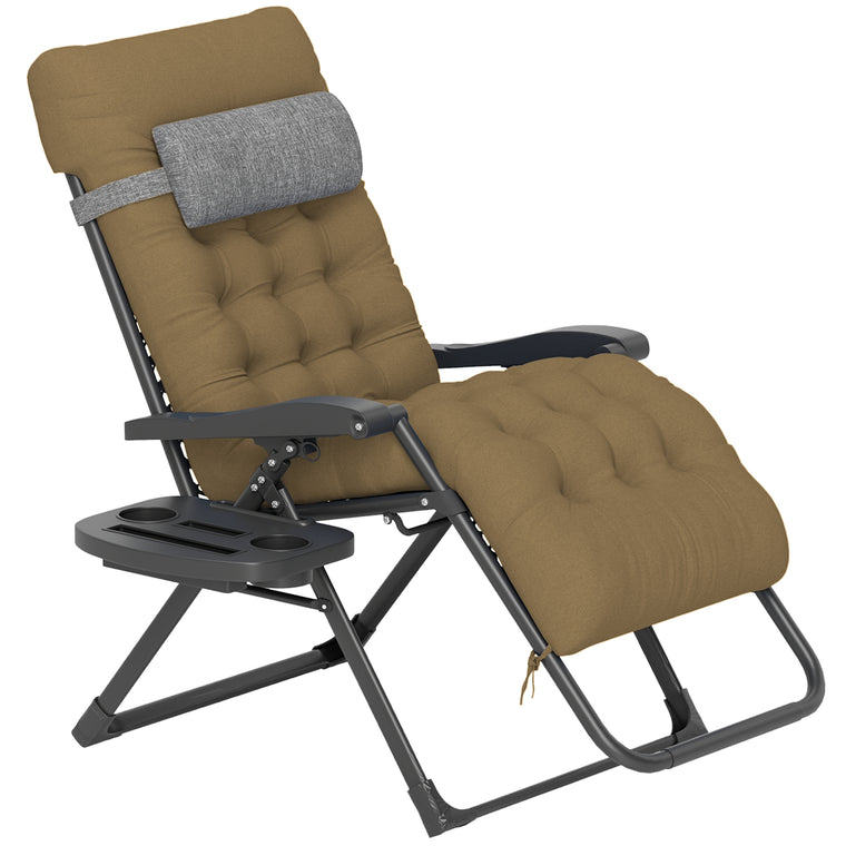 Padded Folding Recliner with Cupholder and Adjustable Back