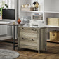 2 Drawer File Cabinet, Lockable Filing Cabinet with Adjustable Hanging Bar for Letter, A4 Size, Weathered Grey Oak