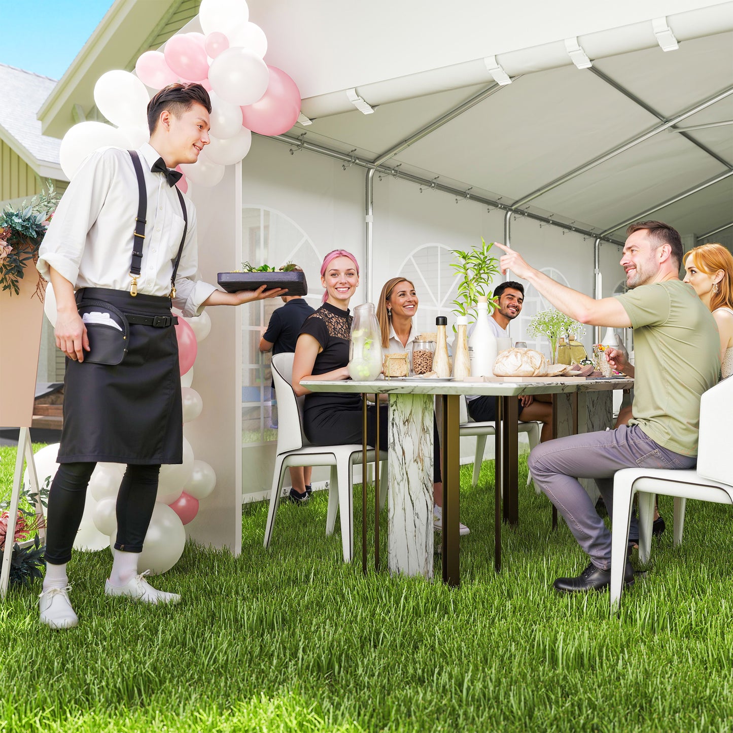 Heavy Duty Large Party Tent & Carport with Removable Sidewalls, Portable Garage Canopy Tent, White