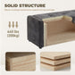 Storage Ottoman Bench, Linen-Look Fabric Upholstered Ottoman with Storage, Wide Padded Seat, Dark Grey