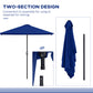 8ft Half Round Umbrella Outdoor Balcony Parasol Patio Garden Outdoor Window Sun Shade w/ 5 Ribs