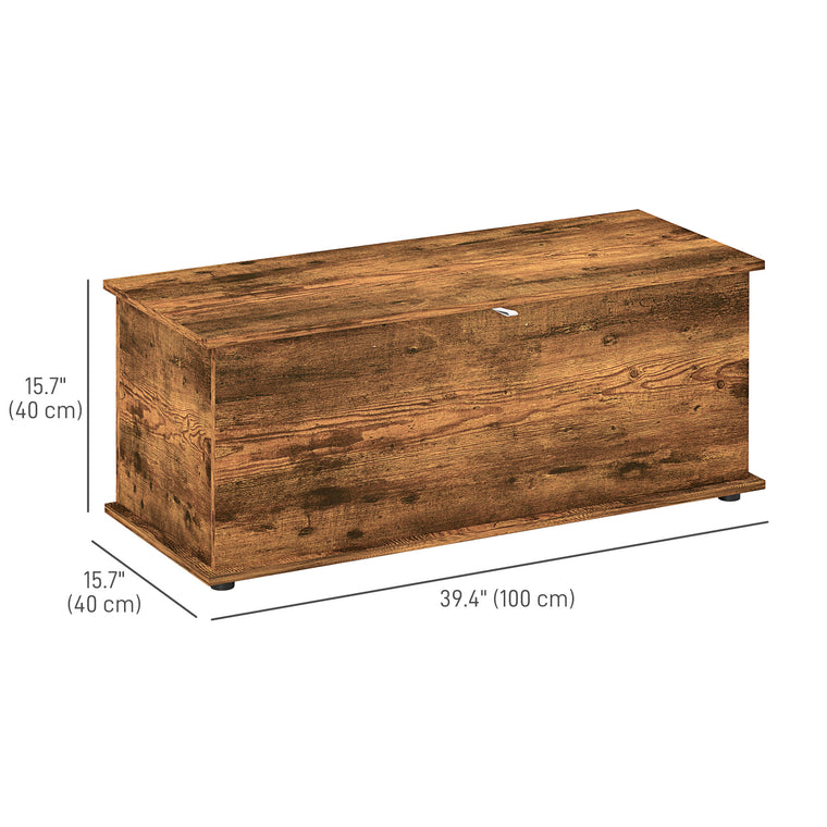 39.5" Storage Chest Bench with Flip-Top Lid - Rustic Brown