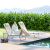Set of 2 Folding Chaise Lounge Chairs, Outdoor Poolside Sun Tanning Chairs w/ Pillow, Reclining Backrest, Cream White