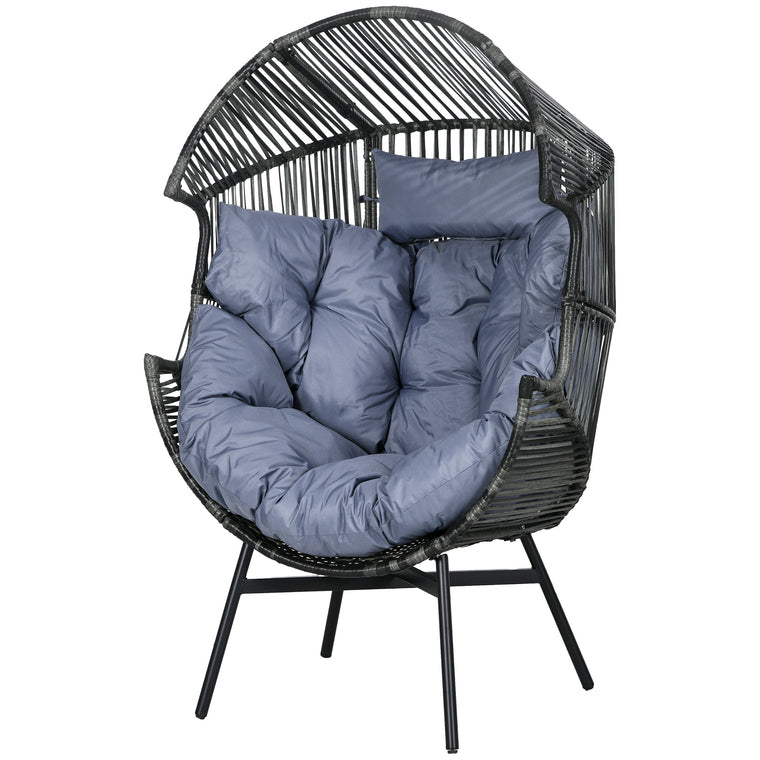 Oversized Wicker Egg Chair with Cushion and Headrest