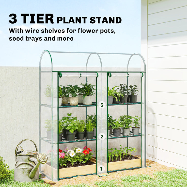 56.3" x 18.1" x 64.6" Mini Greenhouse with Roll-Up Doors